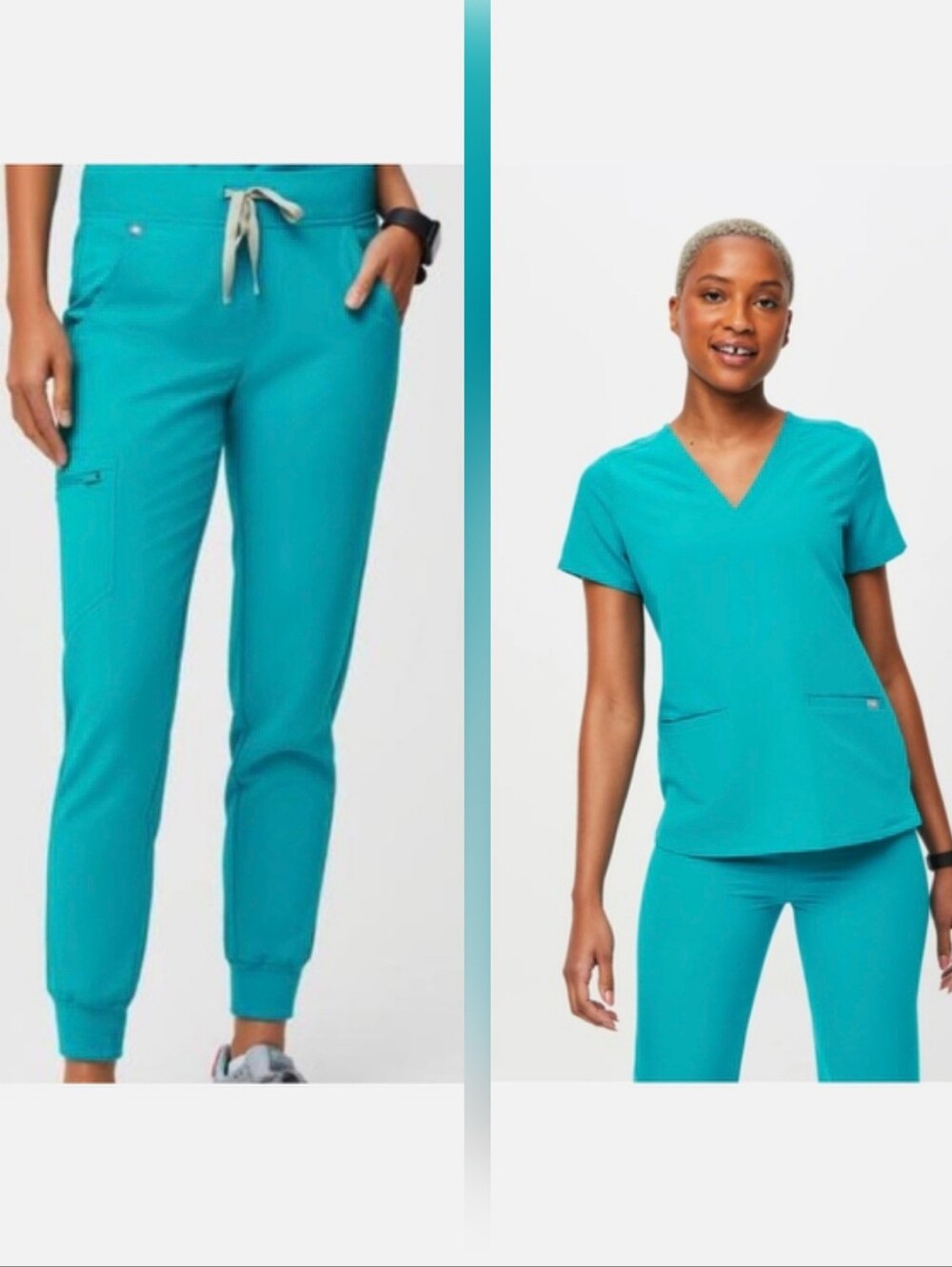 Figs Teal Set of Zamora Joggers & Casma Scrub Top Size Small